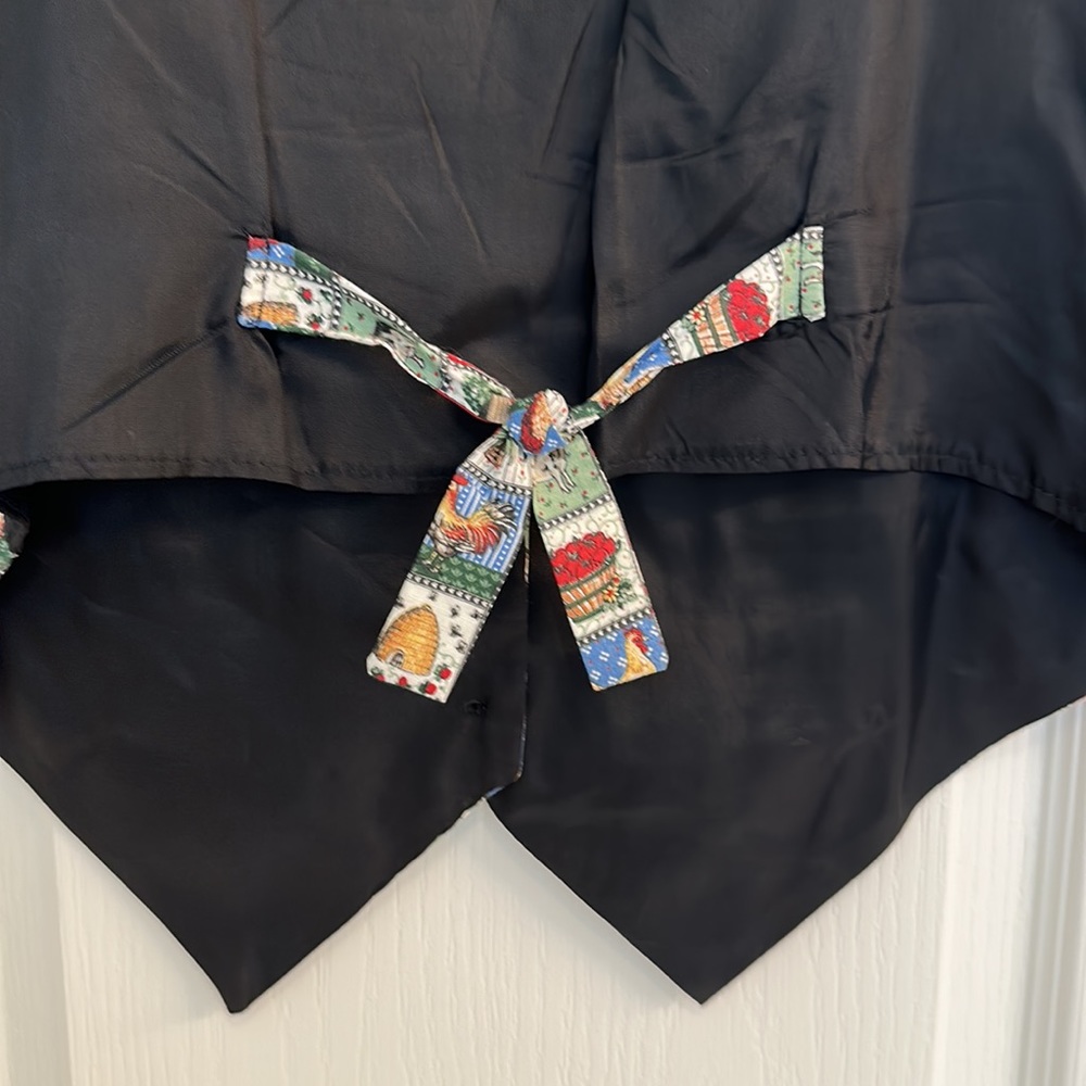 Vintage Farm Life Cotton Polyester Waistcoat Vest 4 Button Front Black Lining - Picture 7 of 9